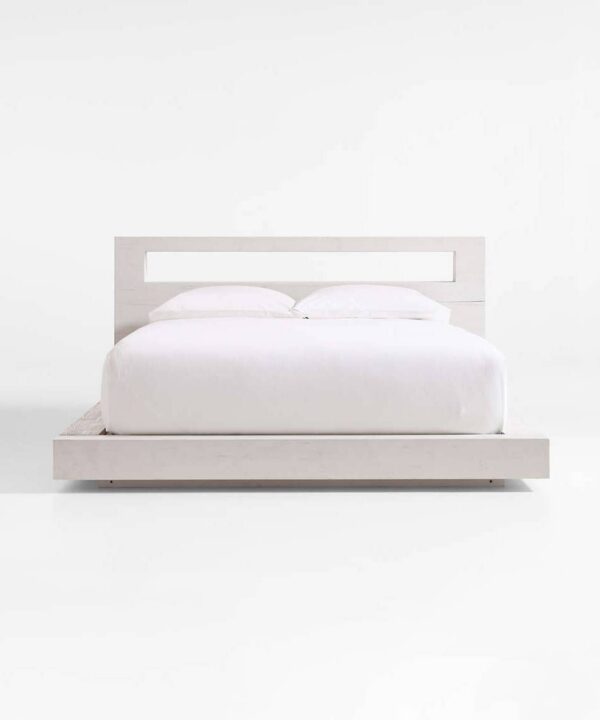 White Wood Platform Bed